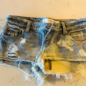 Abercrombie & Fitch Light Blue Distressed Jean Shorts